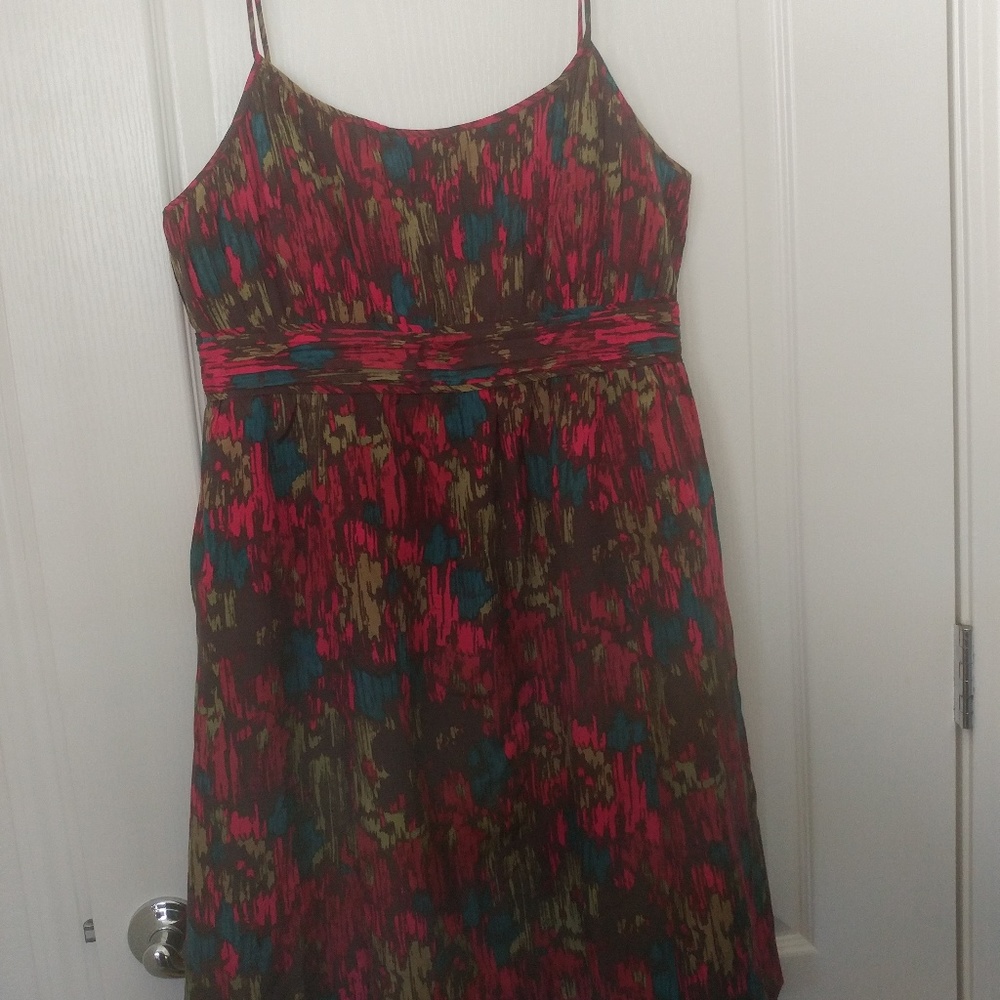 Multi-colored spaghetti strap mini dress